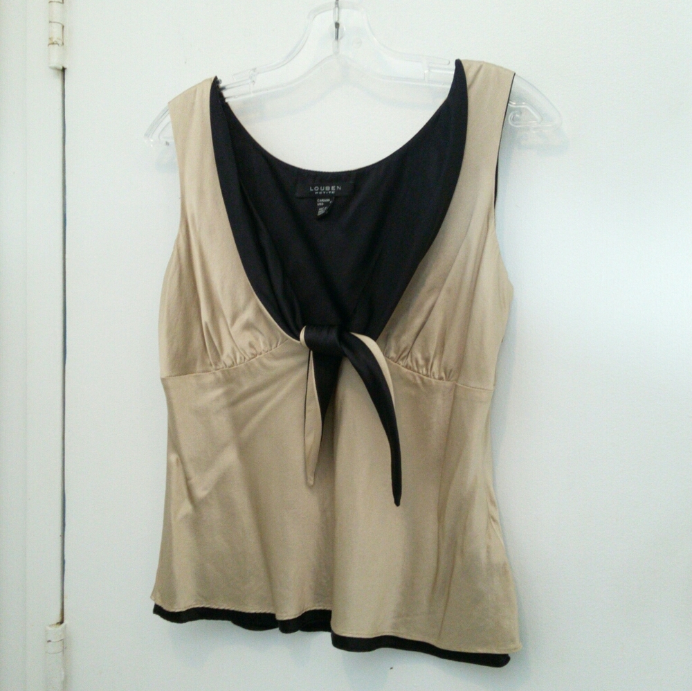 VTG Louben black and gold tone silk top